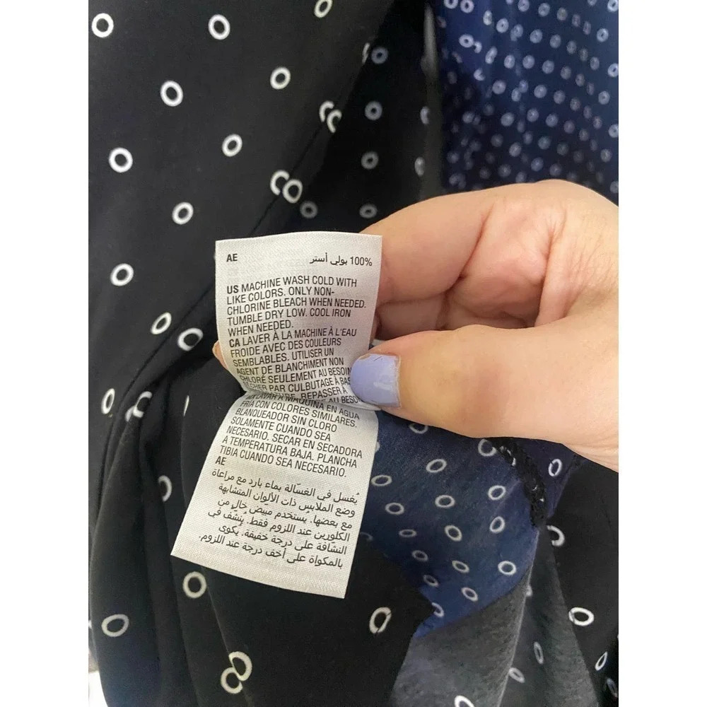 Alfani Black Blue Patchwork Button Down Tunic Top… - image 7